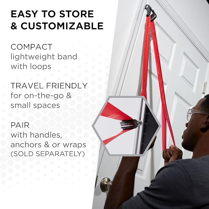 THERABAND CLX Resistance Band with Loops, 5-Foot Non-Latex Exercise Band for Mobility, Rehab, Stretching & Home Workouts, Color-Coded Resistance Levels