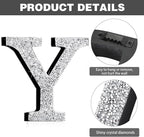 Qunclay 8'' Silver Crystal Diamond Bling Letters Crushed Diamond Decoration Wooden Glitter Letter with Screw and Hooks Rhinestone Gift for Wedding Y2k Mcbling Bedroom Wall Decor (Letter Y)
