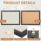 Teling 4 Pack Wood Bulletin Boards with Linen 12''x 16'' Cork Board for Walls with 90 Pushpin Decorative Wood Framed Display for School Office Home Decor (White)