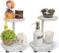 Tikea Hexagonal Wood Riser for Display, 2-Pack Wood Farmhouse Riser for Kitchen Bathroom Counter Decor, Decorative Tray for Soap Dispenser, Decorations and Plant