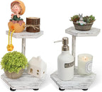 Tikea Hexagonal Wood Riser for Display, 2-Pack Wood Farmhouse Riser for Kitchen Bathroom Counter Decor, Decorative Tray for Soap Dispenser, Decorations and Plant