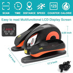 Under Desk Elliptical Machine, Elliptical Exercise Machine with Remote Control, Portable Ellipse Machine Supports Auto & Manual Mode, Leg Exerciser for Seniors Adults Teens, Orange