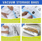 12 Pack Vacuum Storage Bags, Compression Bags for Travel, Roll Up Reusable Travel Space Saver for Luggage, Camping, and Storage (No Vacuum or Pump Needed).