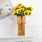 Large Glass Vase, 12 Inches Tall Vase for Flowers, Amber Flower Vases for Bouquet, Modern Amber Glass Vases for Living Room, Dining Table, Office, Entryway, Mantle, Shelf, Wedding Gifts
