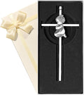 Tryuunion Baby Wall Cross Baptism Gifts for Boys and Girl, 7-inch Blessing Boy Baptism Crosses for First Holy Communion Christening and Dedication Baptismal Gifts (Silver Girl-7 in)