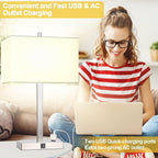 21" Touch Bedside lamps with 2 USB & AC Outlets, 3-Way Dimmable Bedside Table Lamps Set of 2 for Bedroom Living Room Office Reading, White Shade Lamps for Night Stands, 3000K LED Bulbs Included