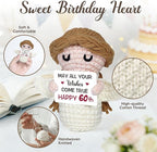 60th Birthday Gifts for Women Men, 1966 60th Birthday Decorations, Happy 60 Year Old Gifts for Family Friends Colleagues - Handmade Positive Angel Crochet Doll