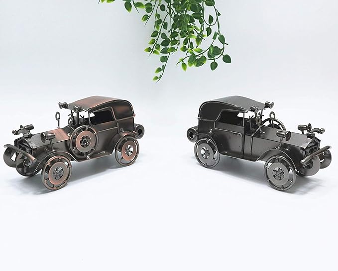 Metal Antique Vintage Car Model Handcrafted Collections Collectible Vehicle for Bar or Home Decor Decoration Great Birthday Gift Bronze Classic Car Model, Large
