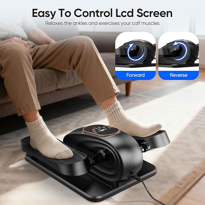 Electric Ellipse Leg Exerciser as Seen on TV, Under Desk Elliptical Machine with Quiet Motor, Remote Control & LCD Display - Portable Foot Pedal Exerciser for Seniors, Home Office Seated Workout