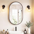 Sweetcrispy 24" x 36" Black Bathroom Mirrors for Wall, Oval Wall Mirror with Metal Frame, Tempered Glass, Modern Vanity Mirror for Over Sink, Living Room, Bedroom, Entryway, Horizontal or Vertical