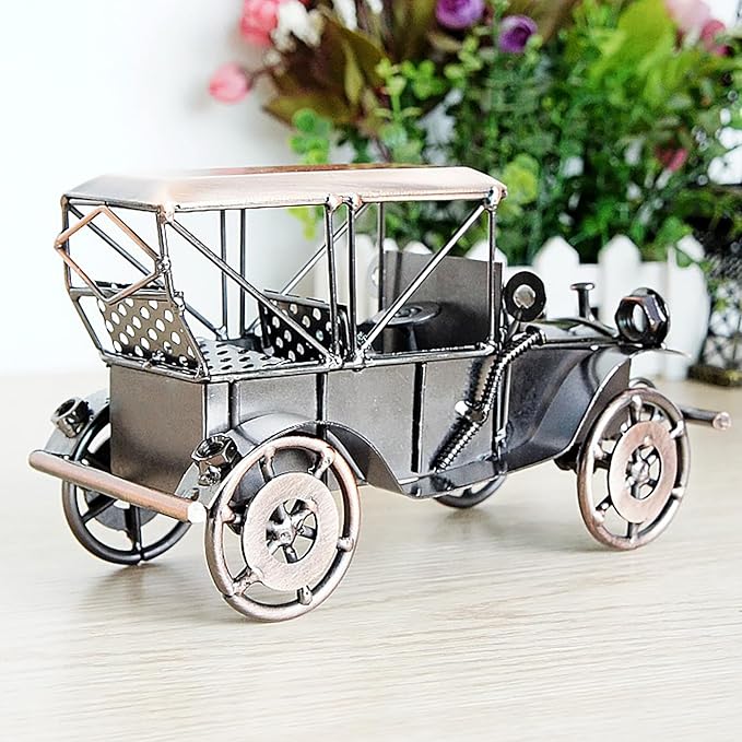 Metal Antique Vintage Car Model Home Décor Handmade Handcrafted Collections Collectible Vehicle (Bronze)
