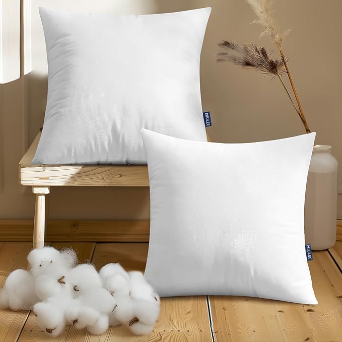 MIULEE Set of 2 Throw Pillow Inserts 18x18 Inches, Non-Woven Decorative Pillow Inserts for Living Room (Pack of 2)