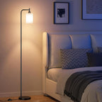 Ziisee RGB Floor Lamps for Living Room, Dimmable Industrial Standing Lamp with Remote Control for Bedroom Office Corner, 3 Colors Temperature, White Glass Shade, 9W RGB LED Bulb