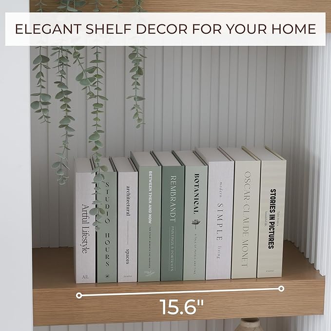 Beautiful Decorative Books - Set of 9 Boxes Enhance Your Coffee Table, Bookshelf or Mantel Shelf Decor - Aesthetic Fake/Faux Books for Modern Home Decoration, Photo Storage and as a Keepsake Box