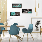 Hillban 3 Pieces Rose Wooden Wall Decor Rose Bathroom Decor Thankful Grateful Blessed Accessories Inspirational Wall Art Signs for Living Room Kitchen Wedding(16 x 6 Inch,Teal)