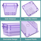 WOWBOX 13 PCS Plastic Drawer Organizer Set, Desk Drawer Divider Organizers and Storage Bins for Makeup, Jewelry, Gadgets for Kitchen, Bedroom, Bathroom, Office, Purple