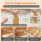 Lifewit 4" High 8 Pack Bamboo Drawer Dividers 31-40cm/12-16 Adjustable Wooden Drawer Organizer for Clothes/Utensils, Expandable Drawer Separator for Dresser/Kitchen/Bedroom/Office Organization