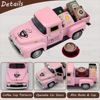 Coffee Bar Decor Vintage Mini Metal Pickup Truck Decor with Book Accessories for Coffee Station, Farmhouse Tiered Tray Tabletop Decorations for Home Kitchen, Office, Cafe