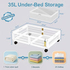 Under Bed Storage Containers with Wheels, Larger Bamboo Wood Under Furniture Storage Containers with Dust Bags，Rolling for Shoes Clothes