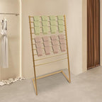 Scarf Display Stand, 10 Tier Metal Scarf Holder Organizer, Freestanding Scarf Rack, for Hanging Towels, Scarves, Clothes, Shawls, Blankets, Bandana, for Commercial Clothing Retail Store (Gold)
