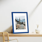 Vittanly 11x14 Picture Frames Set of 9, Shatter Resistant Plexiglass, Display 8x10 Pictures with Mat or 11x14 without Mat, Photo Frames for Wall or Tabletop, Engineered Wood, Blue