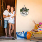 Welcome Sign for Front Door, Rustic Round Wood Wreaths Wall Hanging Outdoor Decor, Porch Fence Decorations Hanging Gift for Home Outdoor for Spring Summer Fall All Seasons Holiday, Bless This Home