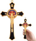 TALPGOD St Benedict Crucifix Black 7 Inch,Crucifix Wall Cross for Catholic Decor,Jesus Christ Hanging Cross Wall Art Decor,Escapularios Catolicos,Saint Benedict Medal for Home Decoration
