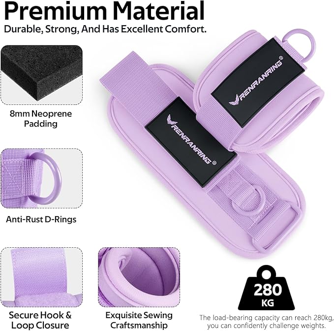 Ankle Resistance Bands with Cuffs, Ankle Bands for Working Out, Ankle Resistance Band for Legs and Glutes Workout Equipment, Butt Exercise Equipment for Women