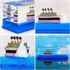 Unsinkable Titanic Cruise Ship in a Bottle, Cruise in Ocean Wave Desk Decor, Cool Mini Liquid Ship Best for Room Decoration, Desk Toy & Titanic Gifts (F)
