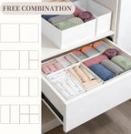 Drawer Organizer Clothes, 16 Pack Dresser Organizer Bins, Foldable Closet Organizers and Storage Fabric Dresser Bins, Shallow Drawer Dividers for Clothing, Underwears, Socks, Tie