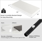 Venusmiles Floating Shelves for Wall, 24 Inch Wide x 12 Inch Deep Floating Shelves, Long Wood Floating Wall Shelf Shelves for Living Room Bathroom Bedroom Kitchen Home - (White, 24" W x 12" D x 2" H)