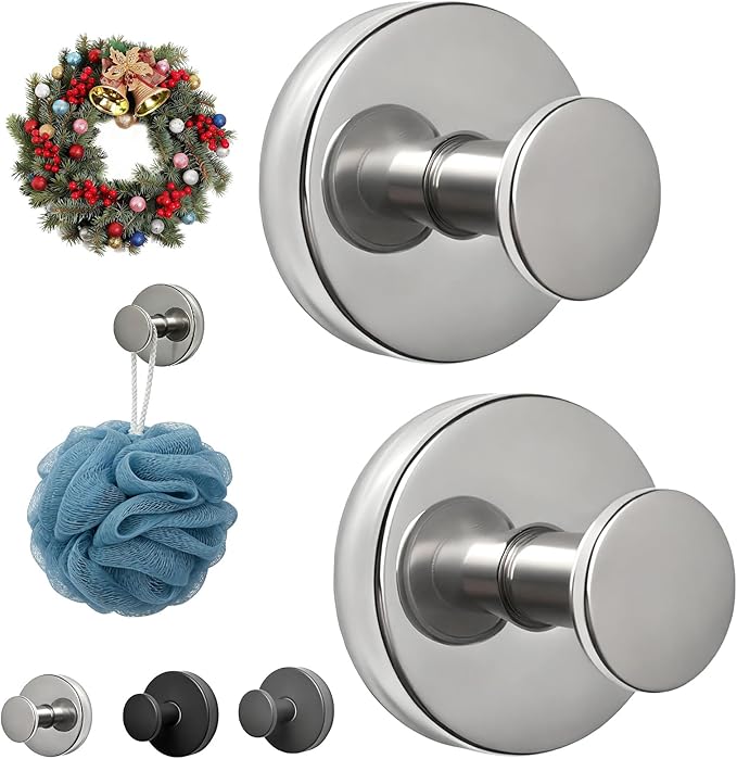 Wreath Hangers for Front Door Metal Suction Cup Hooks 2 Pack Removable Towel Hooks for Bathrooms Cup Hooks for Glass Window