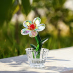 Crystal Peach Blossom Mini Ornament Figurine 2.9 * 1.5in Glass Flower Decoration for Home Office for Mom