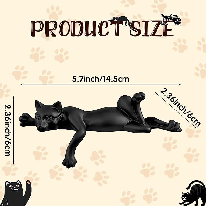 Black Cat Resin Statue - Relaxing Lying Down Pose Cute Sleeping Kitten Black Cat Figurine for Home Decor Minimalist Animal Statues for Bookshelf, Living Room, Bedroom, Office Desk Decor