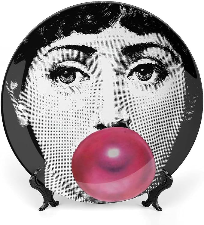 Lina Cavalieri Plate, Wall Decorative Plate, Mysterious Face Plate Wall Hanging Decoration,Including Bracket And Special Spring HooK, (Style-12, 8inch)