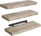 RALGEND Floating Shelves for Wall, 1.5" Thick Wall Shelf Set of 3 with Invisible Brackets, 15.7L x 7.9W Hanging Book Shelves Farmhouse Home Decor for Bathroom, Living Room, Bedroom, Greige 4301BJP3BG