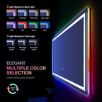 LOAAO 72X32 Inch RGB LED Bathroom Mirror with Lights, Anti-Fog, Dimmable Lighted Bathroom Vanity Mirror, Colorful Multiple Light Modes, RGB Backlit + Front Light, Memory Function