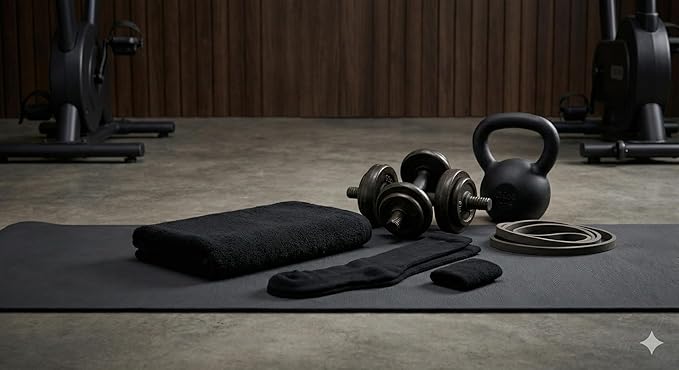 Personalized Women's Fitness Starter Pack, Black Rayon Bamboo Towel with Breathable Socks and Stretch Wristband, Soft Workout and Yoga Set