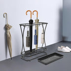 Umbrella Holder with Removable Drip Tray - Umbrellas Stand Cane Walking Stick Holder, Entryway Decorative Metal Freestanding Rack Organizer for Home Office Office Hotel Entry Hallway
