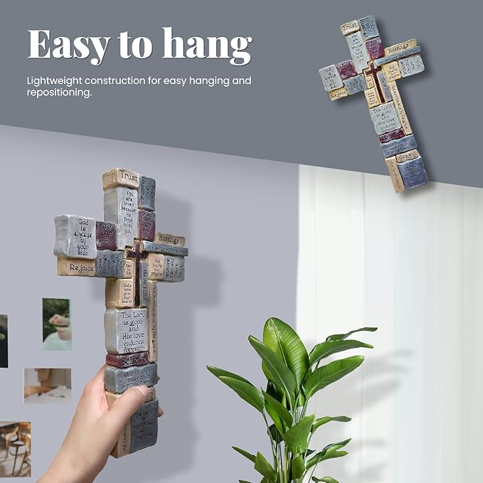 Imerance Inspirational Resin Wall Cross,11 Inch Crucifix Wall Cross,Christian Decor,Christian Gifts and Religious Gifts for Women,Men