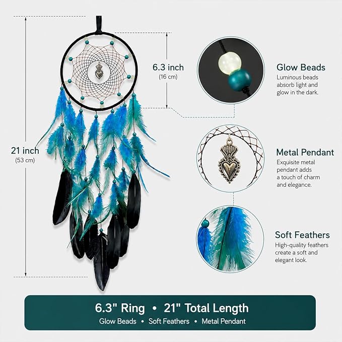 Dream Catchers Luminous Dream Catcher for Boys Girls Kids Bedroom Handmade Feather Decor Wall Hanging Gift