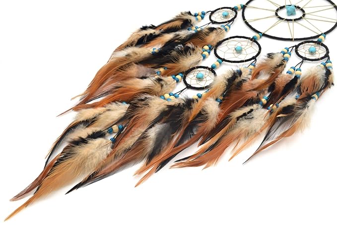 Urdeoms Large Black Dream Catchers for Bedroom Adult Merkaba Turquoise Boho Dream Catcher Wall Decor for Boys Teen Room Decor Dorm Living Room Hanging Decoration Festival Gifts(NO.32)