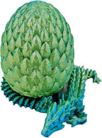 3D Printed Dragon Egg Articulating Gemstone Dragon Fidget Figurine - Vibrant Color Dragons Flexible ADHD, Autism and Anxiety Relief - Articulated Joints (Blue Yellow)