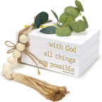 Mini Decorative Coffee Table Books, 4" D x 5" W x 3" H – Set of 3 Faux Books for Decoration, Living Room, Entryway, Bookshelf, Inspirational Christian Gifts