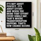 Motivational Wall Decor, Inspirational Quote Wall Art for Home Office Gym Classroom, Encouraging Decor for Success, It's Not About Perfect, It's About Effort Framed Canvas Posters, 8 x 8 Inches