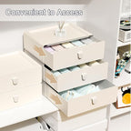 Underwear Organizer Drawer, 10 Cells Plastic Panties Drawer, Stackable Closet Organizer, Storage Box for Bras, Socks, Snacks, Beige