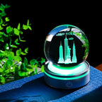 Movdyka 3D Crystal Ball Statue of Liberty New York Souvenirs Gifts for Women Men Snow Globe Night Light, Laser Engraved Empire State Building Figurine Home Room Decor Glass Art Crafts