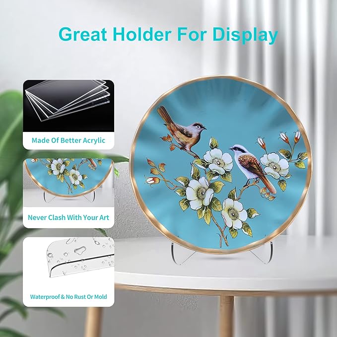 Boloyo 60-Degree Angle Acrylic Plate Display Stand , 4.5 Inch 2PC Clear Acrylic Display Holder Easel Base for Home Office Kitchen School Art Display