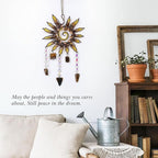Mini Sun Catcher Dream Catcher – Handmade Sunburst Wall Hanging with Tiger Eye Stones & Crystal Beads for Window Decor, Bedroom, Meditation Space or Gift