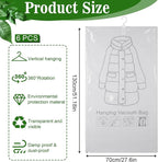 6 Pack Clear Hanging Vacuum Storage Bag, 51.2 x 27.6 inch Hanging Vacuum Sealer Storage Space Saver Bags, Reusable Space Saver Bags, for Suits Dress Jackets